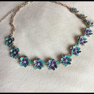 Nordstrom Teal and Purple Necklace on Gold Chain