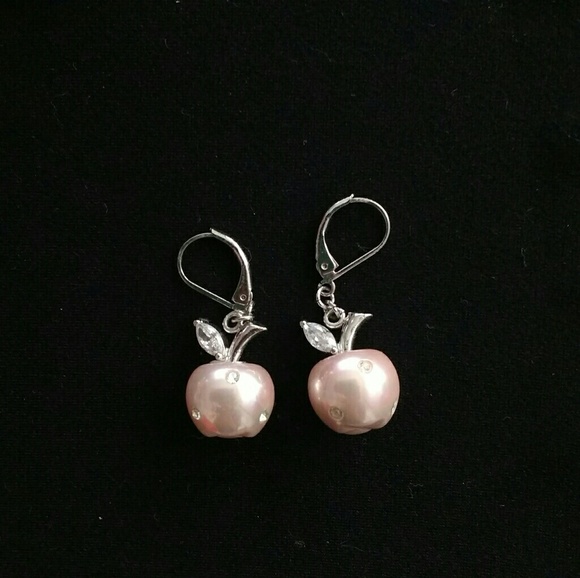 Pink Apple Earrings - Picture 1 of 2