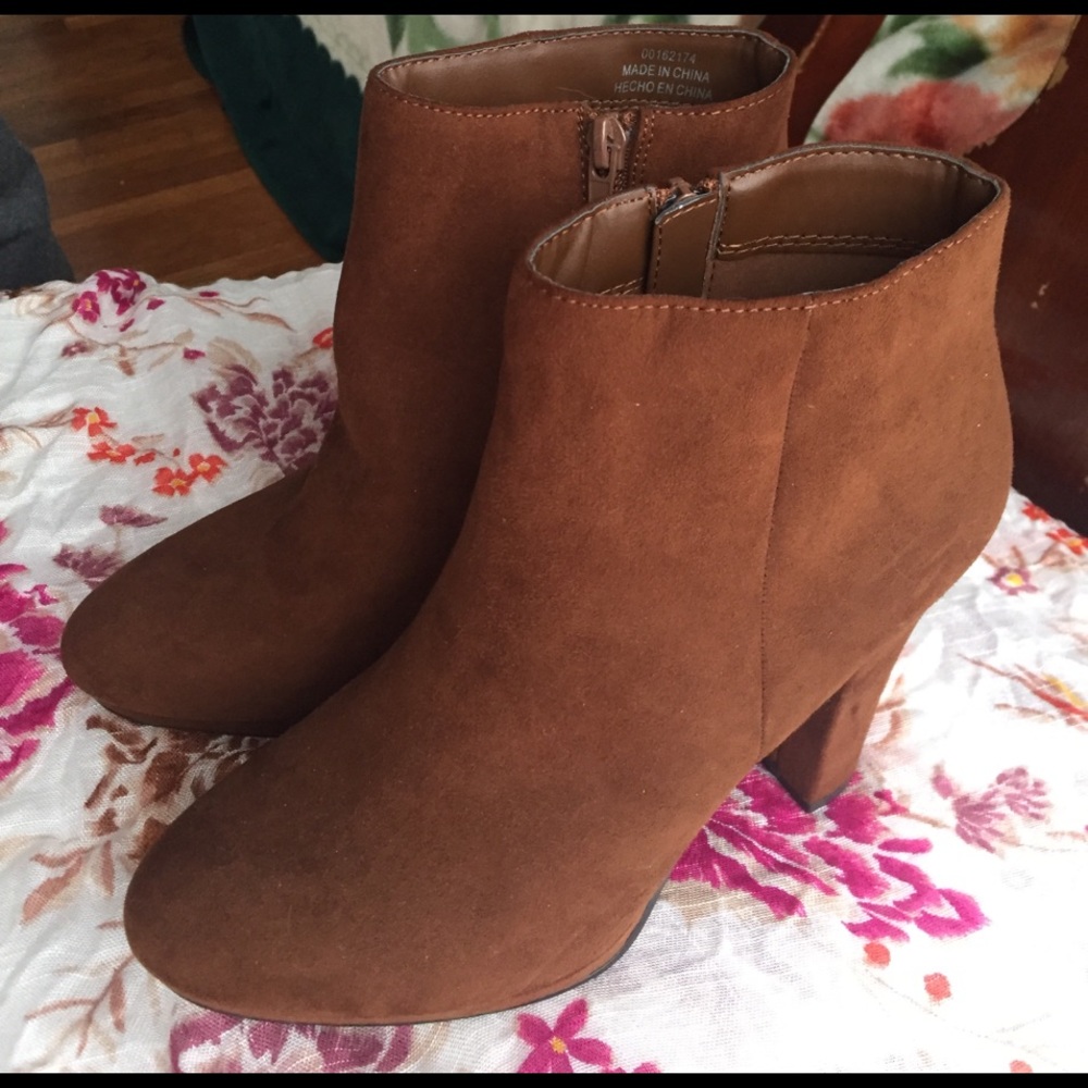 Brown suede ankle boots