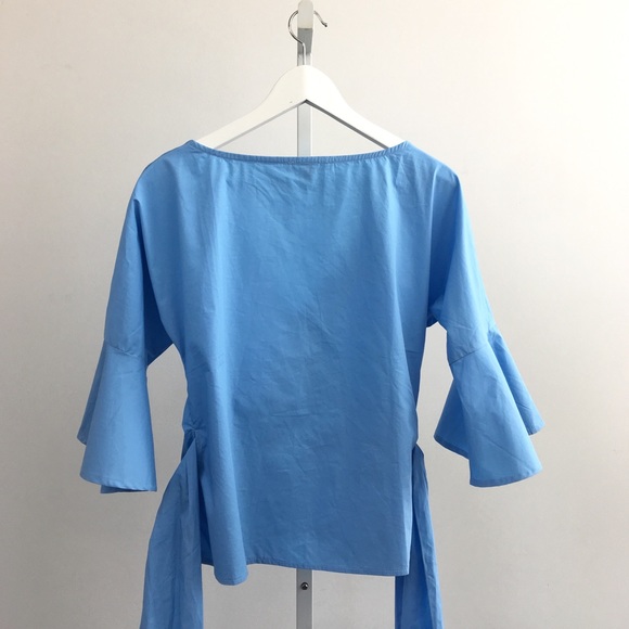 Powder Blue Wrap Blouse - Picture 4 of 8