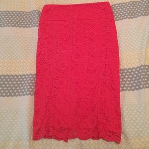 Red Lace Express Pencil Skirt