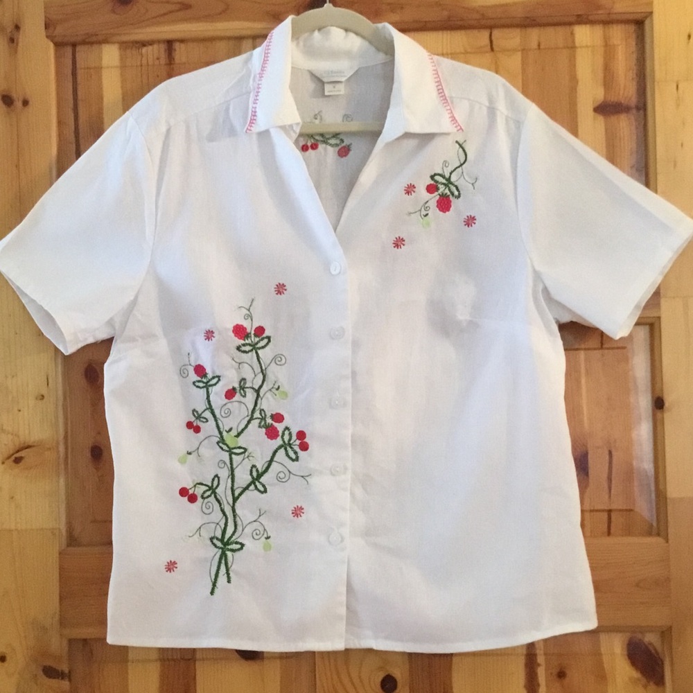 🍓NWOT C.J. BANKS EMBROIDERED LINEN TOP🍓