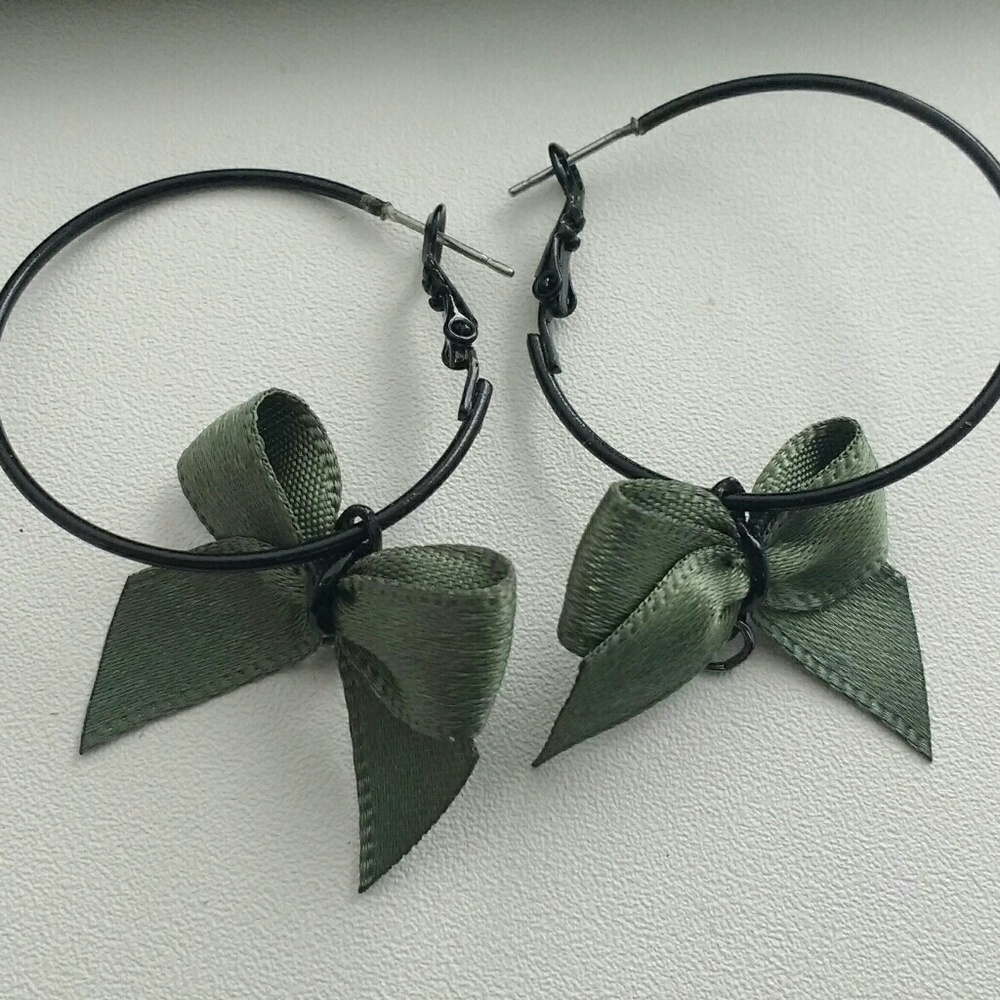 Olive Green Bow Earrings