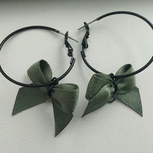 Olive Green Bow Earrings