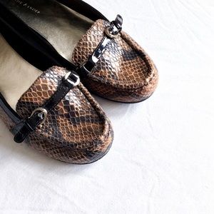 Etienne Aigner Faux Snakeskin Flats