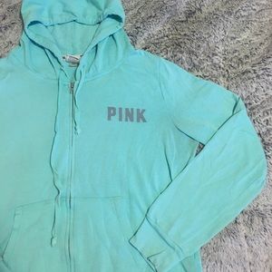 Pink full zip sweater large