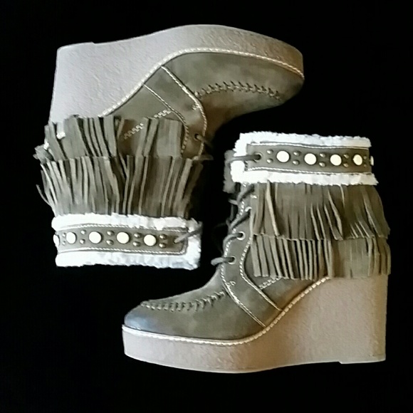 Sam Edelman Shoes - SAM EDELMAN Boho Fringe Wedge Bootie NWOB!