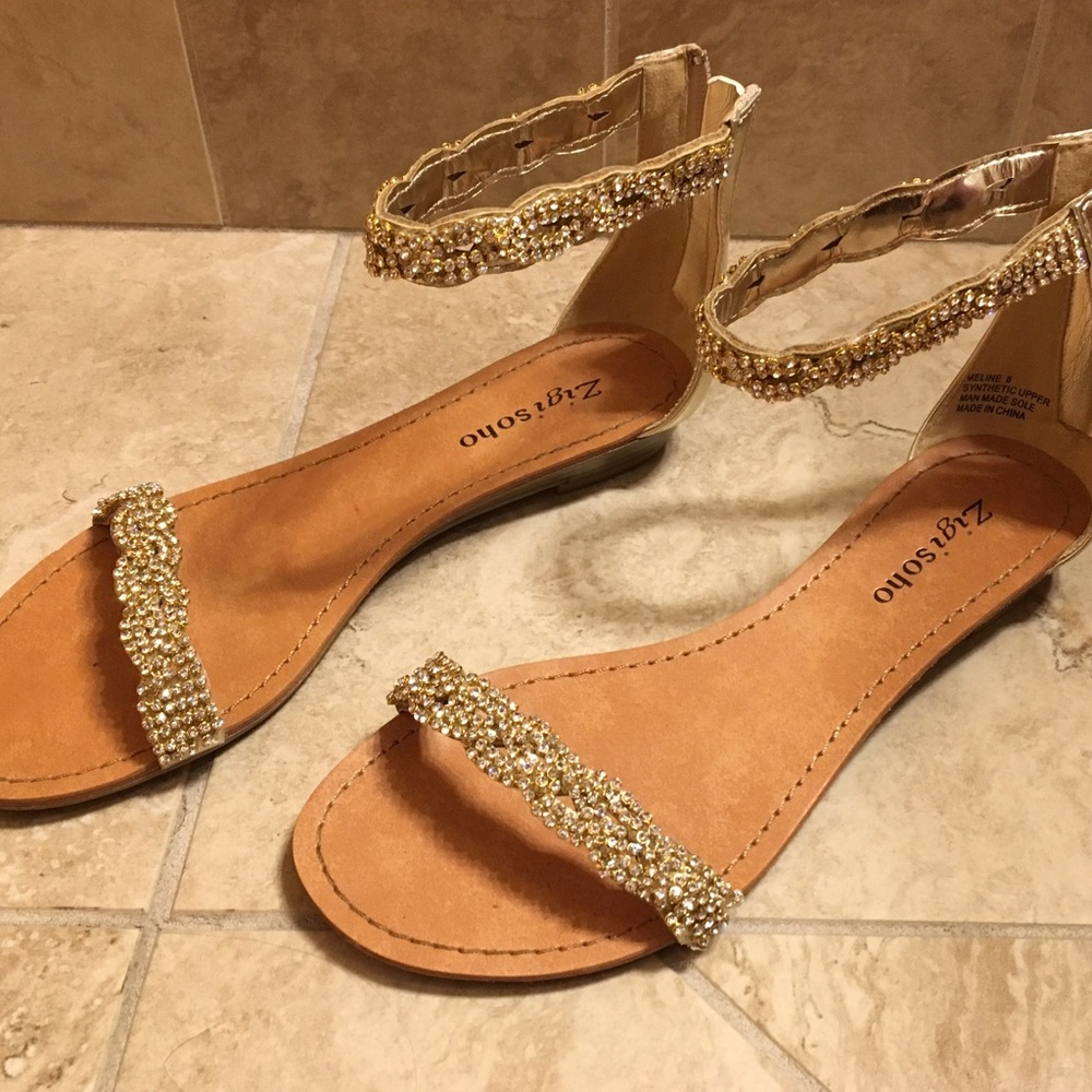 Gold Beaded Sandals