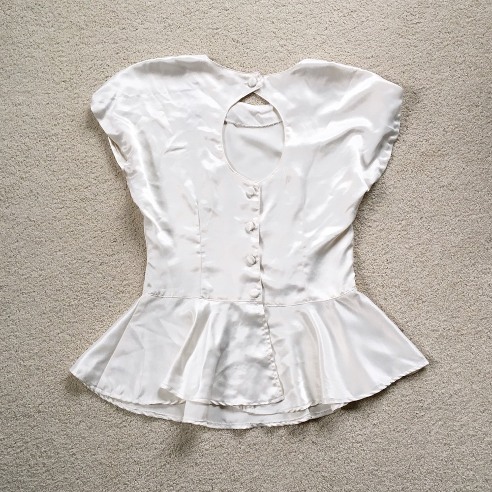 White Cutout Peplum Blouse