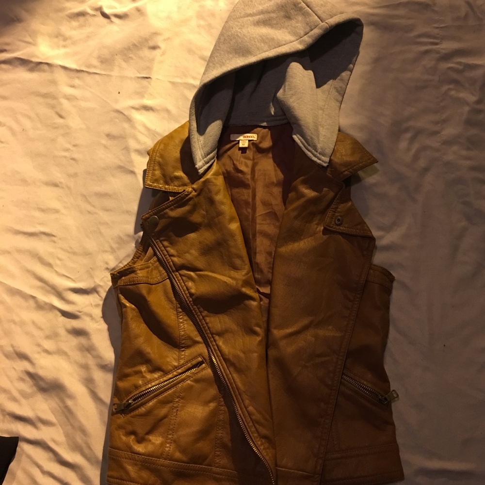 Faux leather jacket with hood