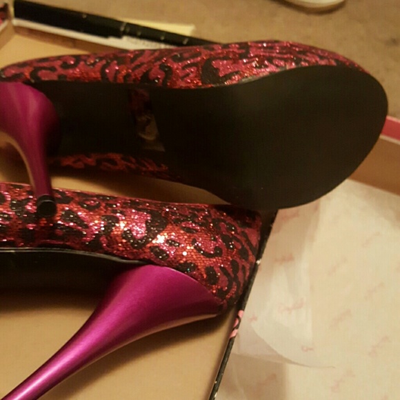 Heels red/fuchsia Leopard glitter - Picture 4 of 4