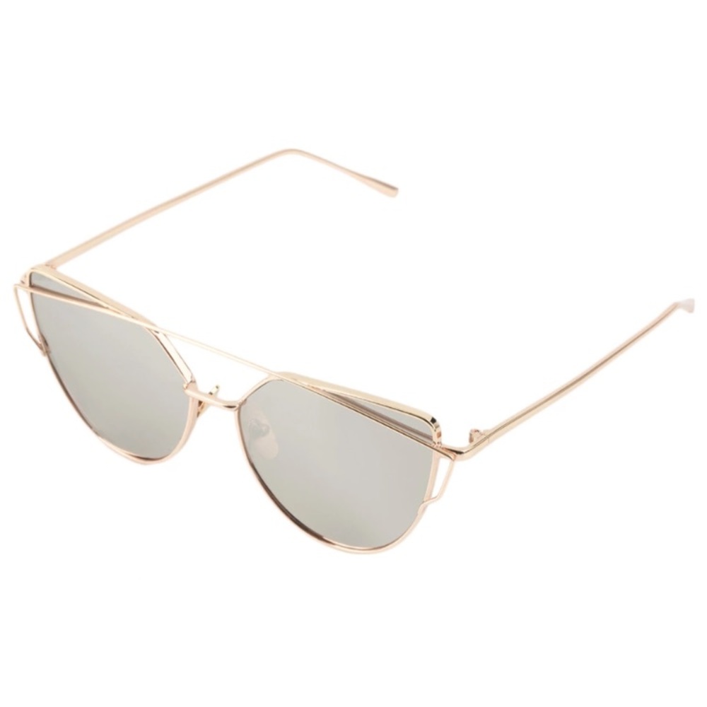 Emma Silver Gold Cat Eye Aviator Mirrored Sunnies - Picture 3 of 7