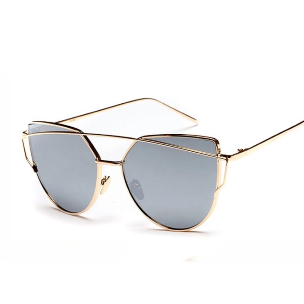 Emma Silver Gold Cat Eye Aviator Mirrored Sunnies - Picture 5 of 7
