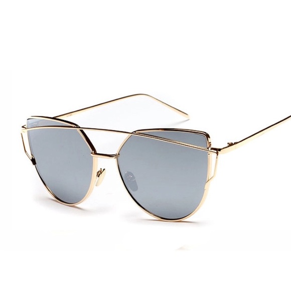 Emma Silver Gold Cat Eye Aviator Mirrored Sunnies - Picture 5 of 7