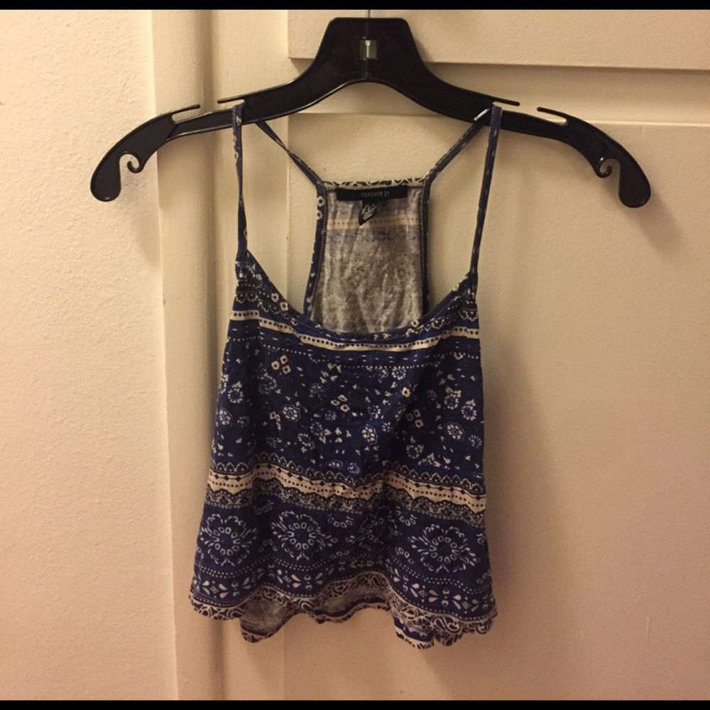 CROPPED PAISLEY BLUE TOP