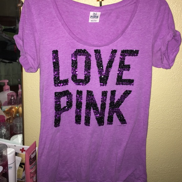 PINK sequined tee - Picture 1 of 3