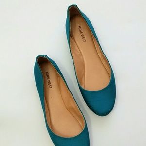 Nine West teal ballet flats silk size 8 7.5