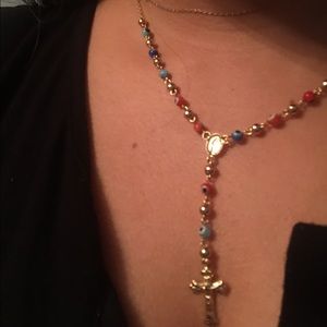 Evil eye Rosary style necklace. Will never Tarnish