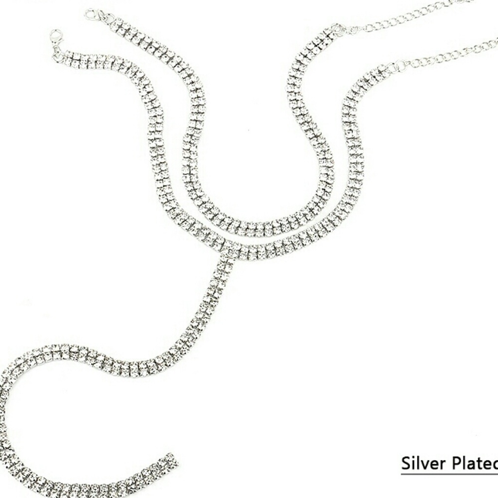 New! Sparkly T- Choker 2 piece Set- silver - Picture 5 of 7