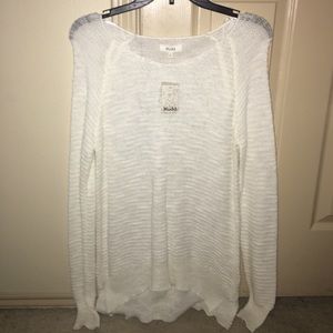 Adorable long white see- through sweater NWT
