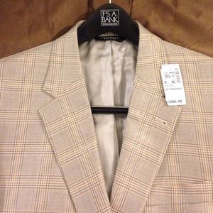 Jos A Bank NWT Grey & Gold Plaid Sport Coat 40R