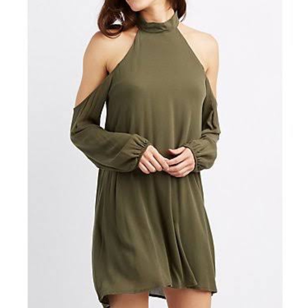 Olive green cut out dress