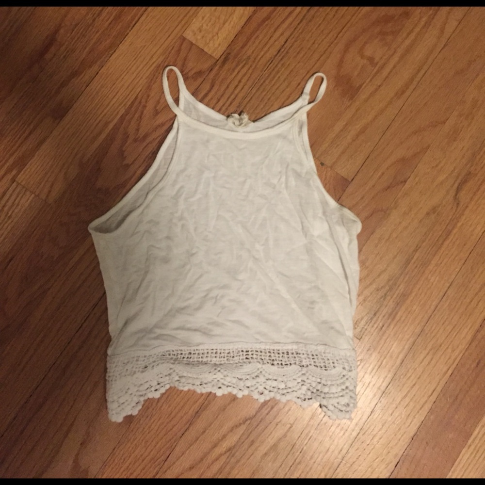 WHITE CROPPED HALTER TOP
