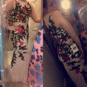 Floral two-piece prom dress
