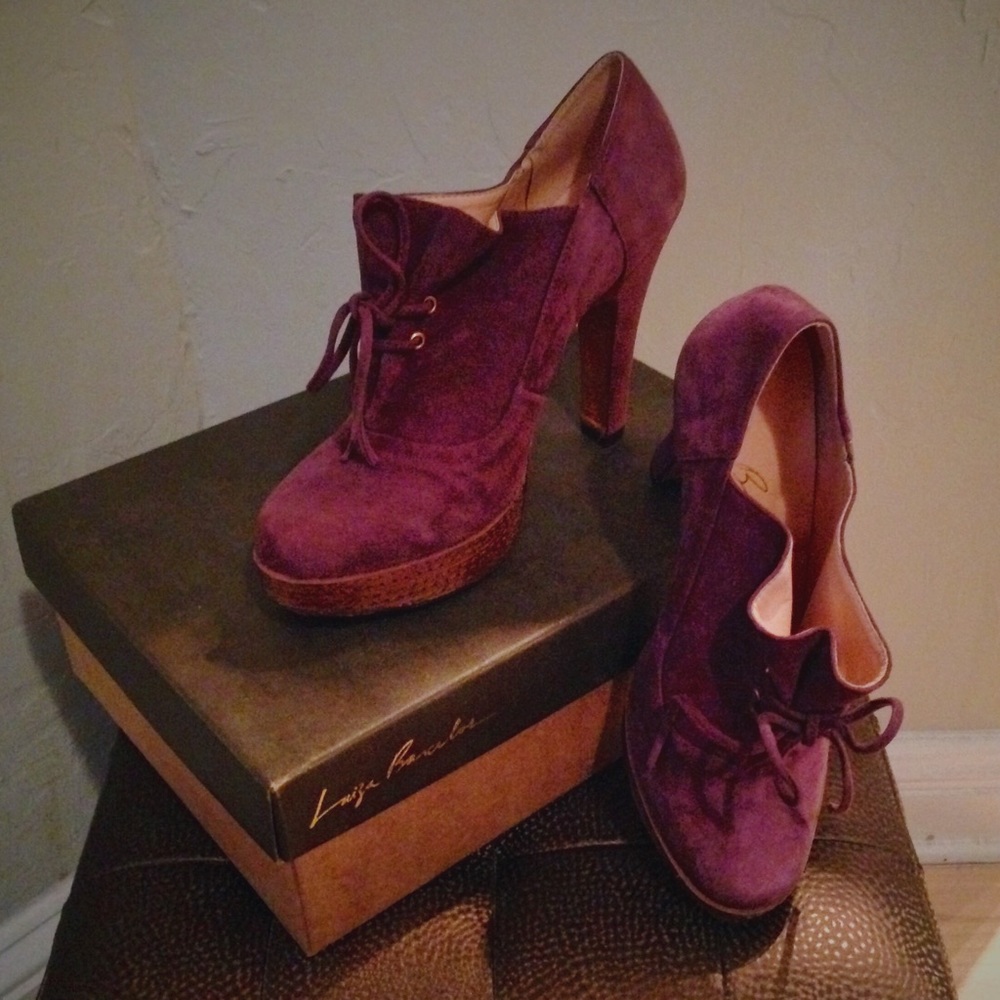 Purple suede booties