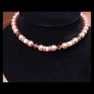 Handmade glass pearl and Swarovski crystal choker