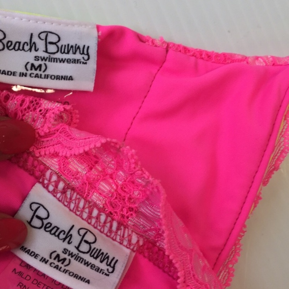 SOLD Beach Bunny neon pink lace bikini - Picture 3 of 3