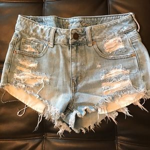 American Eagle light wash denim shorts.