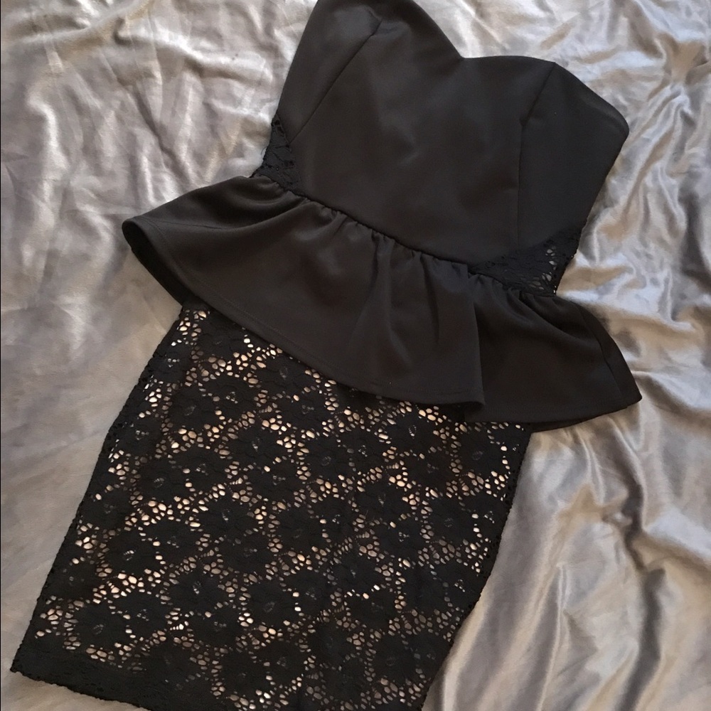 Black strapless dress