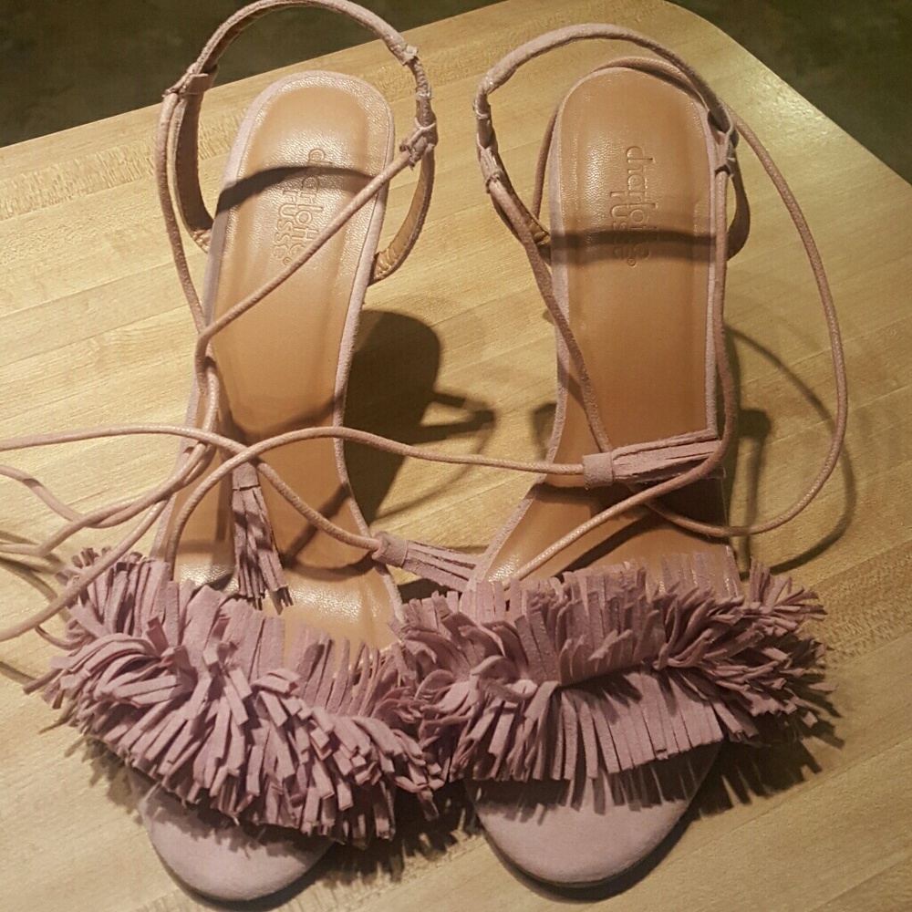 Blush/Pink tassel sandal heels