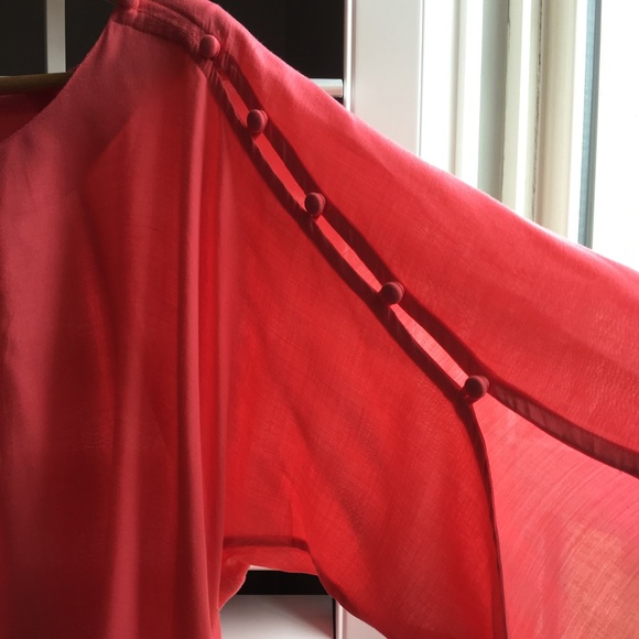 Anthropologie Braxton coral button sleeve blouse - Picture 3 of 5