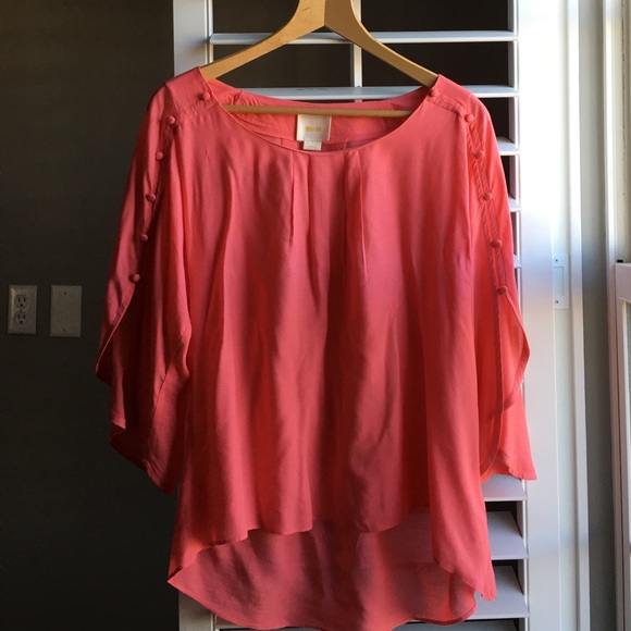 Anthropologie Braxton coral button sleeve blouse - Picture 5 of 5