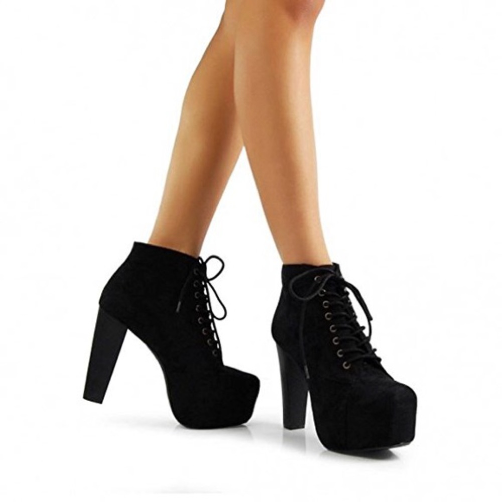 Lace Up Lita Chunky Wood Heel Bootie - Picture 6 of 8