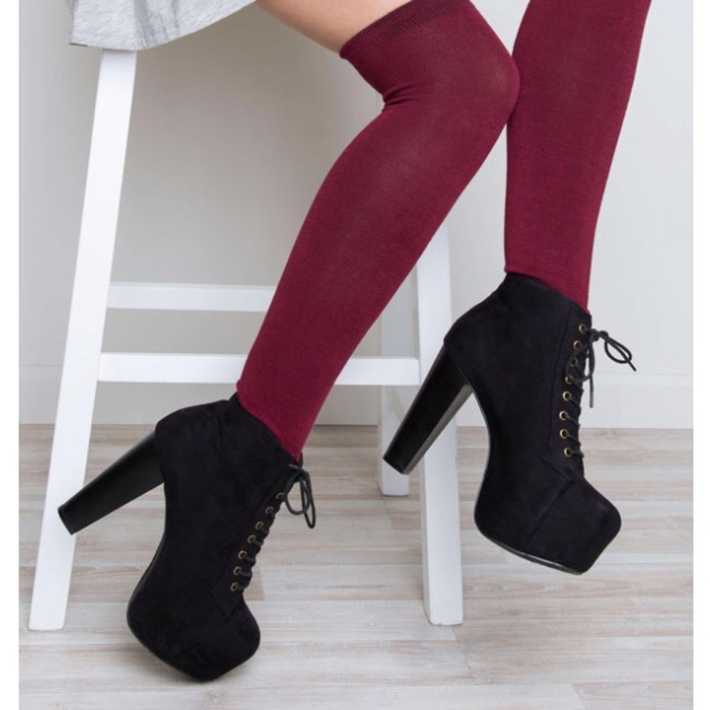 Lace Up Lita Chunky Wood Heel Bootie - Picture 4 of 8