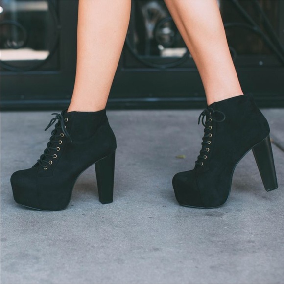 Lace Up Lita Chunky Wood Heel Bootie - Picture 5 of 8