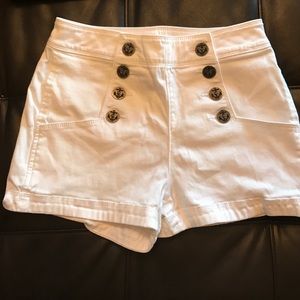 Express high waisted white shorts
