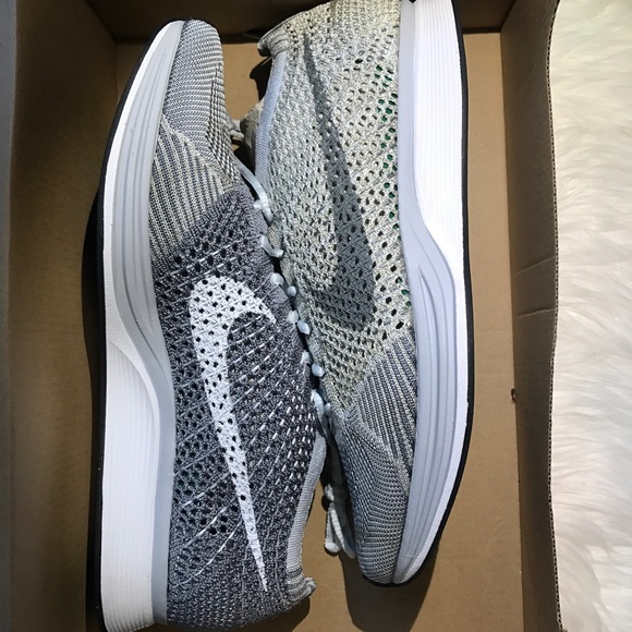 Nike Other - Flyknit Racer in Pure Platinum/ Cool Grey•White