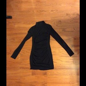 Mock neck ruched  waist sweater dress