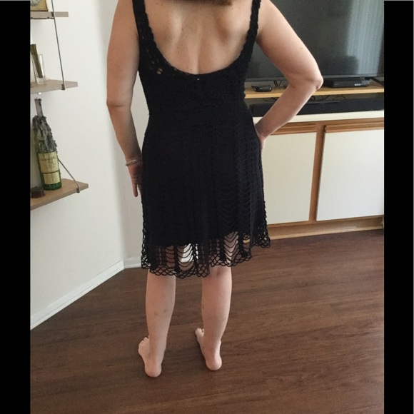 FREE PEOPLE BLACK CROCHET/SLIP DRESS (NEW PICS!!) - Picture 4 of 6