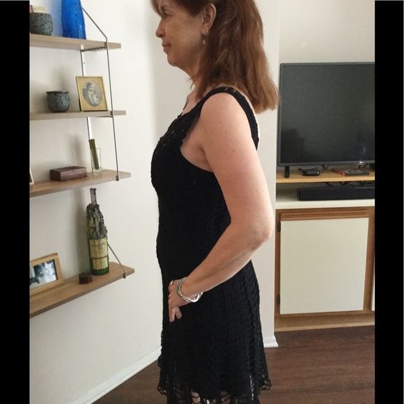 FREE PEOPLE BLACK CROCHET/SLIP DRESS (NEW PICS!!) - Picture 5 of 6