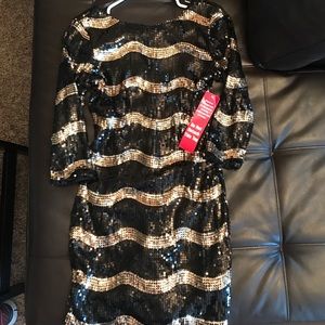 NWT black and gold sequin dress!