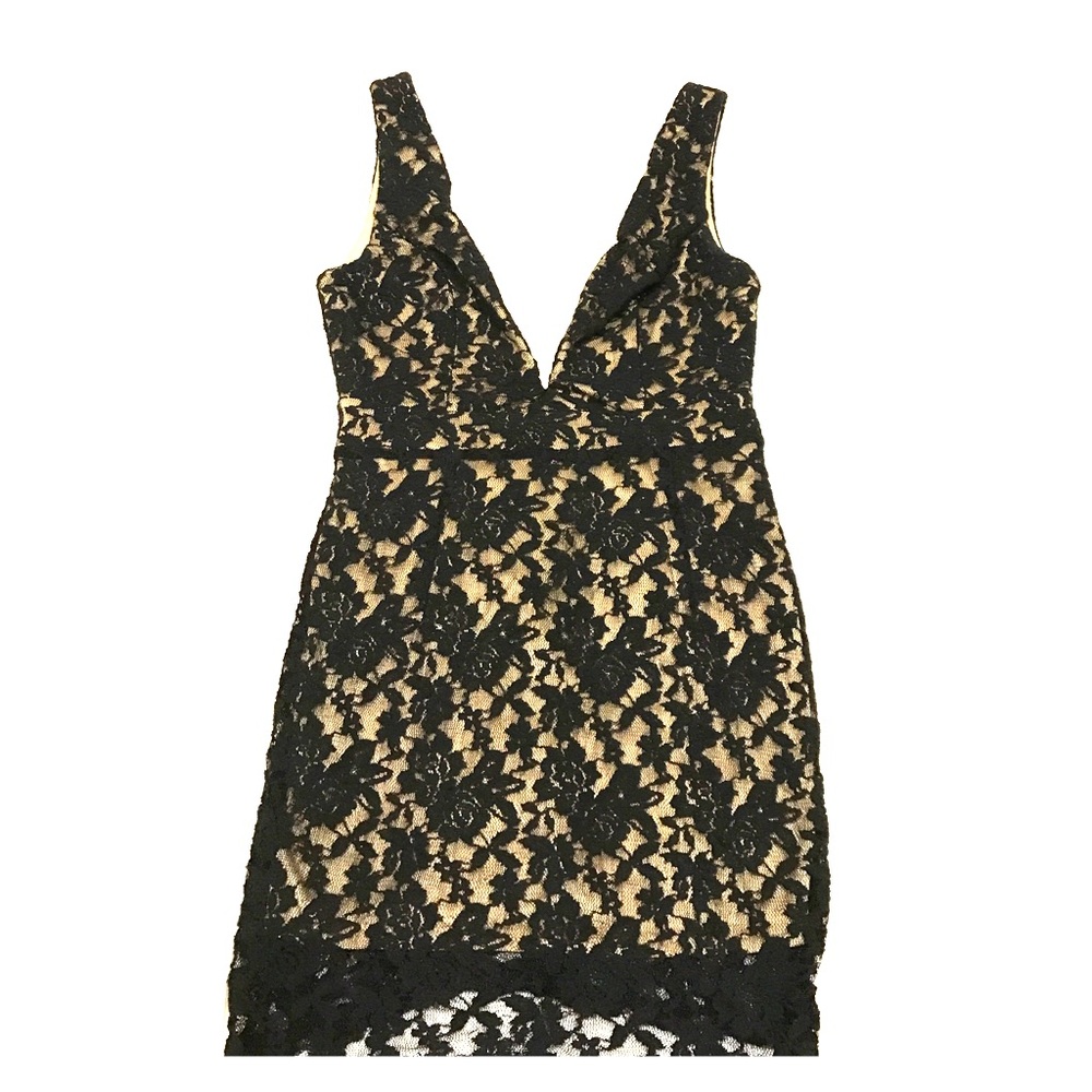 Black mini lace dress