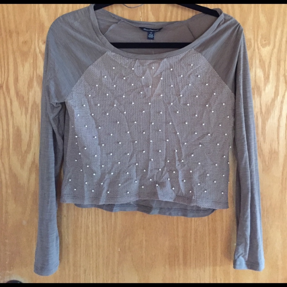 American Eagle Outfitters Long Sleeve Crop Top