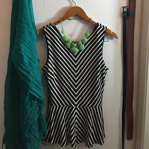Black & White Banana Republic Peplum Top