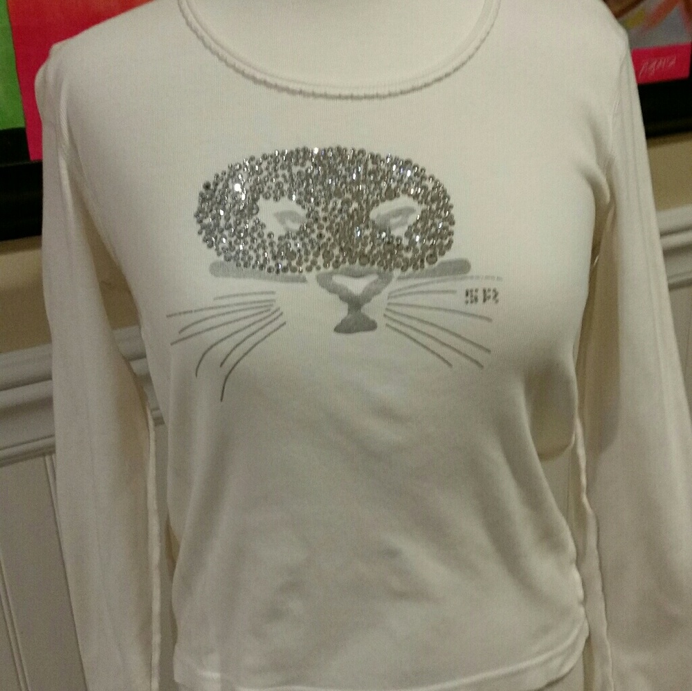 Sonia Rykiel kitty cat studded long sleeve tee
