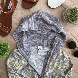 Free People Thermal Waffle Knit 3/4 Sleeved Hoodie